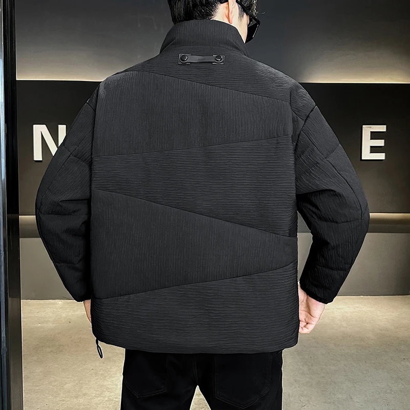 2024 осенне-зимний новый утолщенный теплый пуховик из 3D ткани с воротником-стойкой