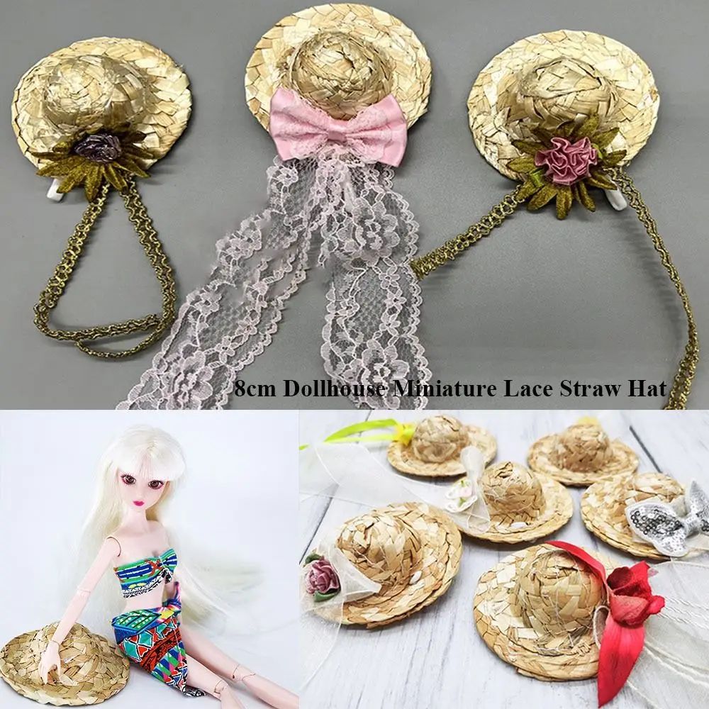 

Styles Doll Lace Hat for 1/81/61/41/3 Doll Handmade Hand Weaved Hats Doll House Ornament Doll Hat Accessories Straw Hat
