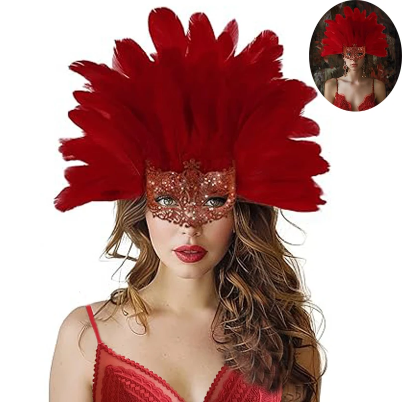 Маскарадная маска с перьями головной убор карнавальный аксессуары для косплея