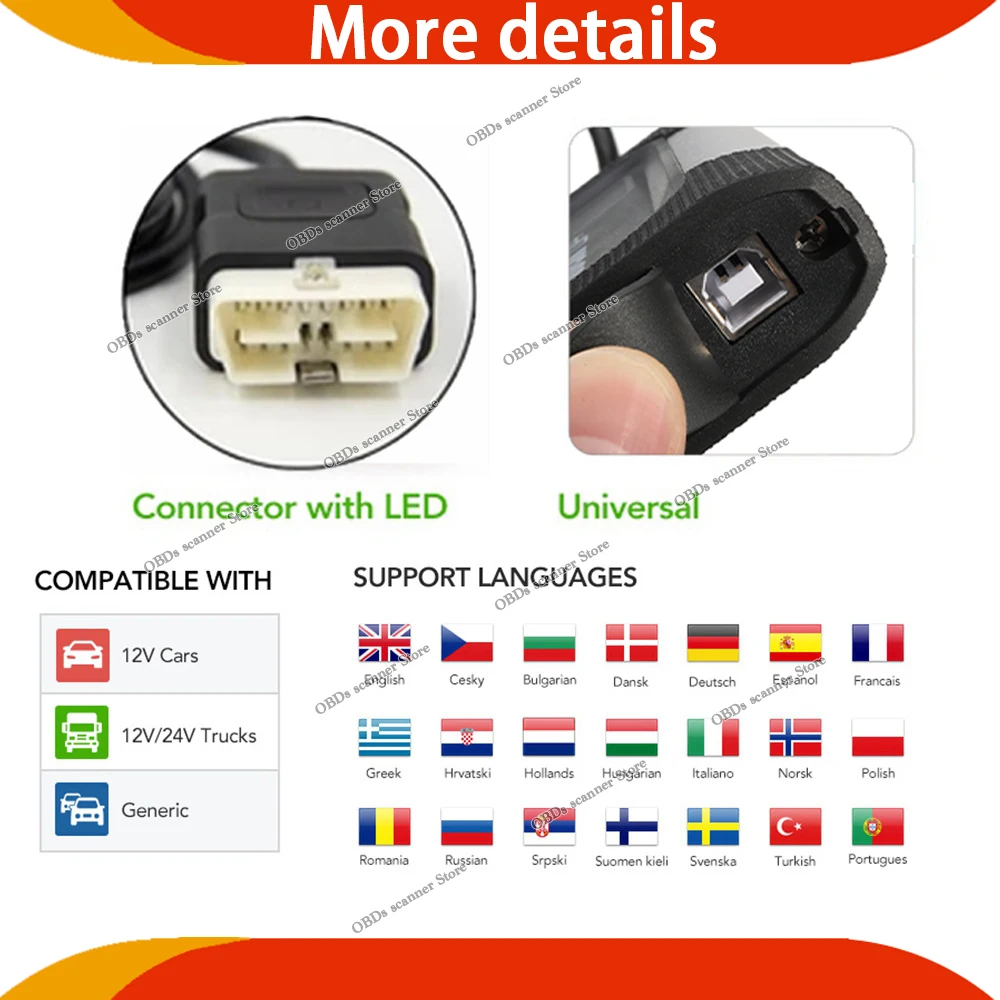 Фото Новый диагностический сканер 2026 Real 9241A Chip Single 2021 Auto Bluetooth DS + Keygen для автомобилей и грузовиков, кабель OBD2, VCDS VD150 3201 VCI №3