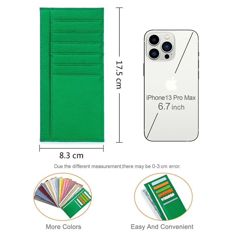 Contact'S Slim Female Card Wallet Cowhide Leather Women Credit Card Holder Zipper Coin Purse Money Clip Multi Color