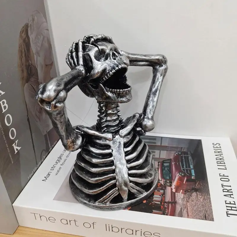 

Кричащий скелет, настольные украшения, жуткий скелет, бюст, статуя из смолы, украшения из своего мозга, Хэллоуин, вечеринка, полезный Декор