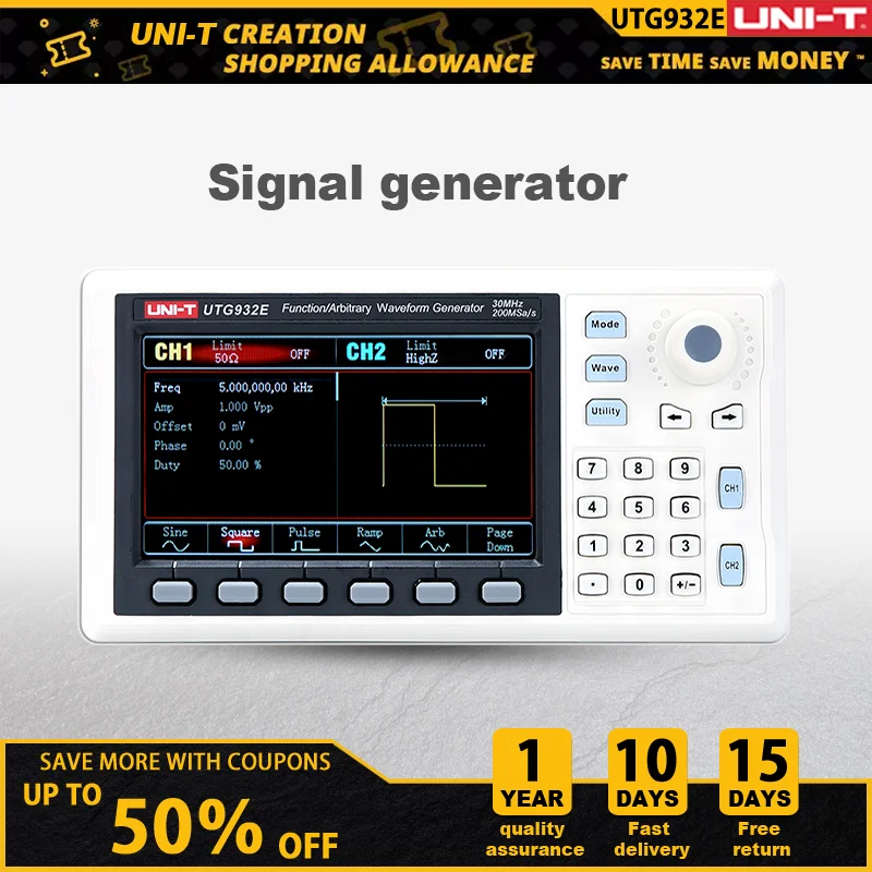 

UNI-T UTG932E UTG962E Function/Arbitrary Waveform Generator 1μHz DDS Support Frequency Sweep Output Gerador De Audio 30/60MHz