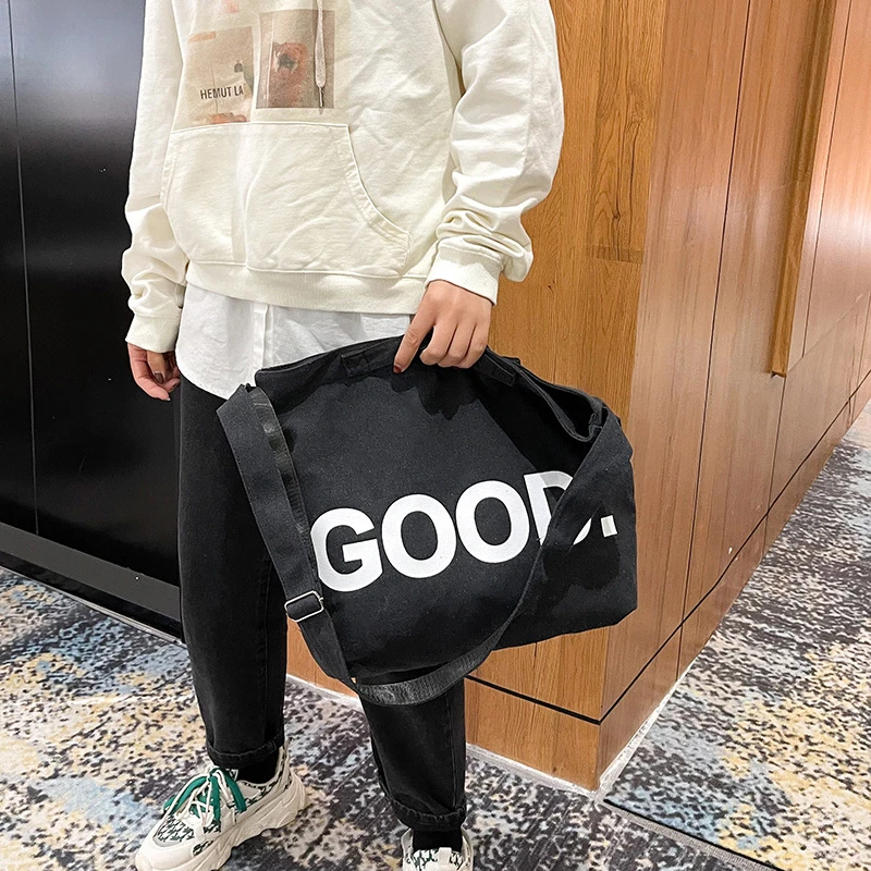 Women's Bag 2022 New Eco Reusable Ladies Handbags Canvas Tote Black Shopping Travel Shoulder Shopper Bags Student Unisex Bag Sac