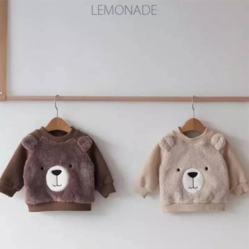

Winter Clothing Children Girl Plus Fleece Cute Cartoon Long Sleeve T-shirt Boy Baby Thicken Warm Tops Fashion Kid Cotton Shirt
