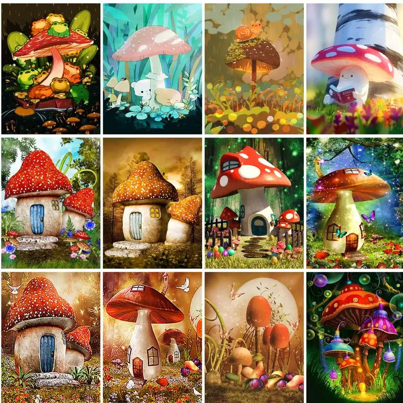 

GATYZTORY DIY Pictures By Number Mushroom Kits Painting By Numbers Still life Hand Painted Paintings Art Drawing On Canvas Home