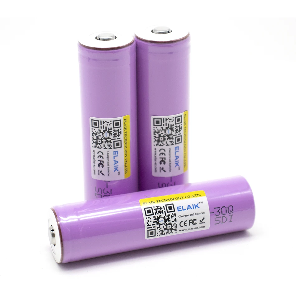 

2PCS ELAIK 18650 3,7 v ICR18650 30Q 18650 3000mAh li ionen akku Für Taschenlampe Batterien + Spitzen