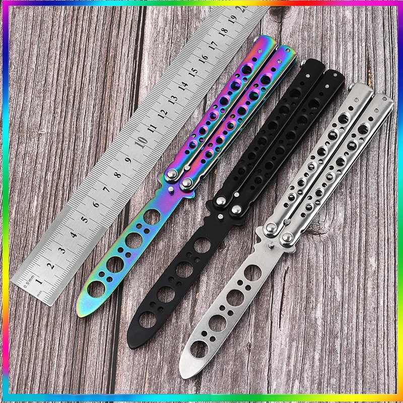 Foldable Butterfly Knife Portable CSGO Trainer Stainless Steel Pocket Practice Knife Training Tool for Outdoor Games
