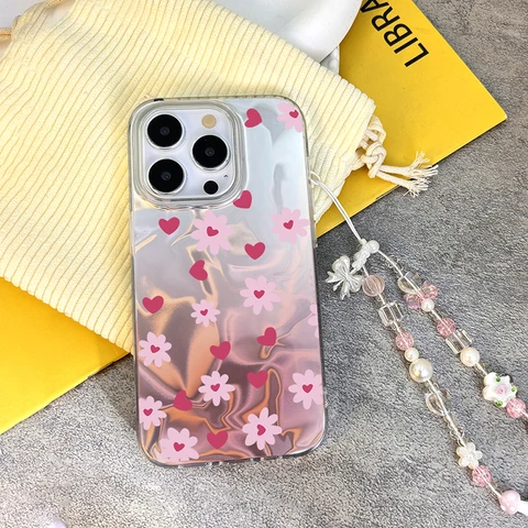 Чехол с бантом и цветком розы для OPPO A40 A3 A3X A60 A80 A53S A33 A16 A93 A74 A54S A54 A17 A96 A58 A78 A57 A77 A38 A18 A79 Чехол-цепочка