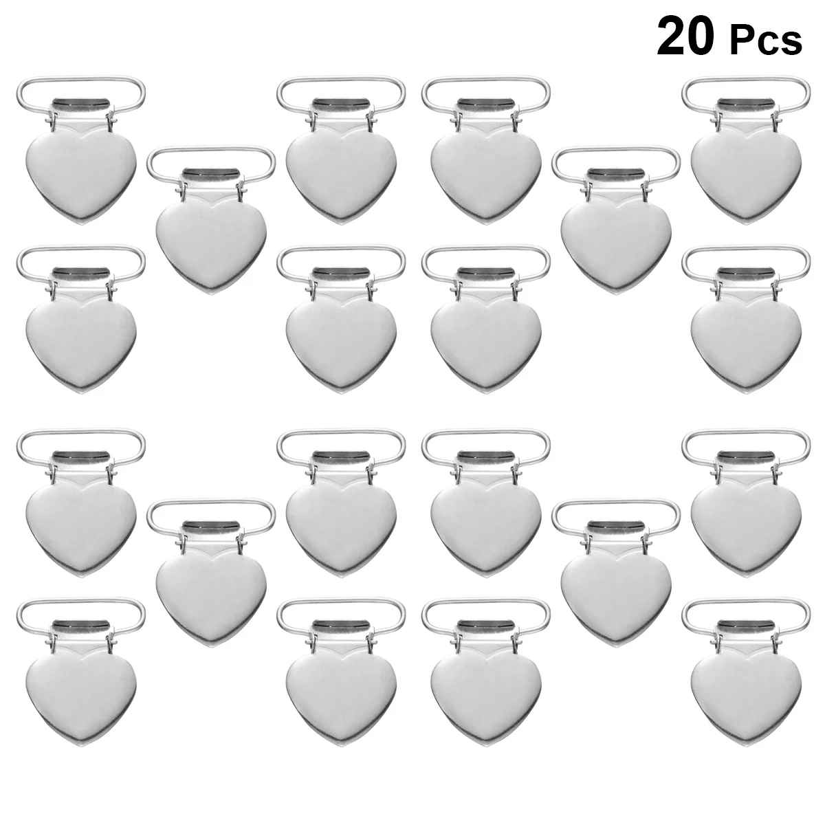 

20pcs Silicone Pacifier Clip Metal Garter Clips Toys Holder Heart Suspender Clip Pacifier Holder Bib Clip