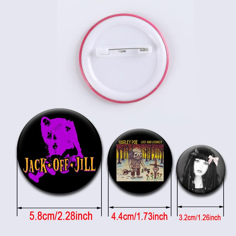 Фото Humid Teenage Mediocrity Handmade Brooch Black Eight Jack Off Jill Vintage Soft Button Pins Exquisite Music Band Aesthetic Badge №2