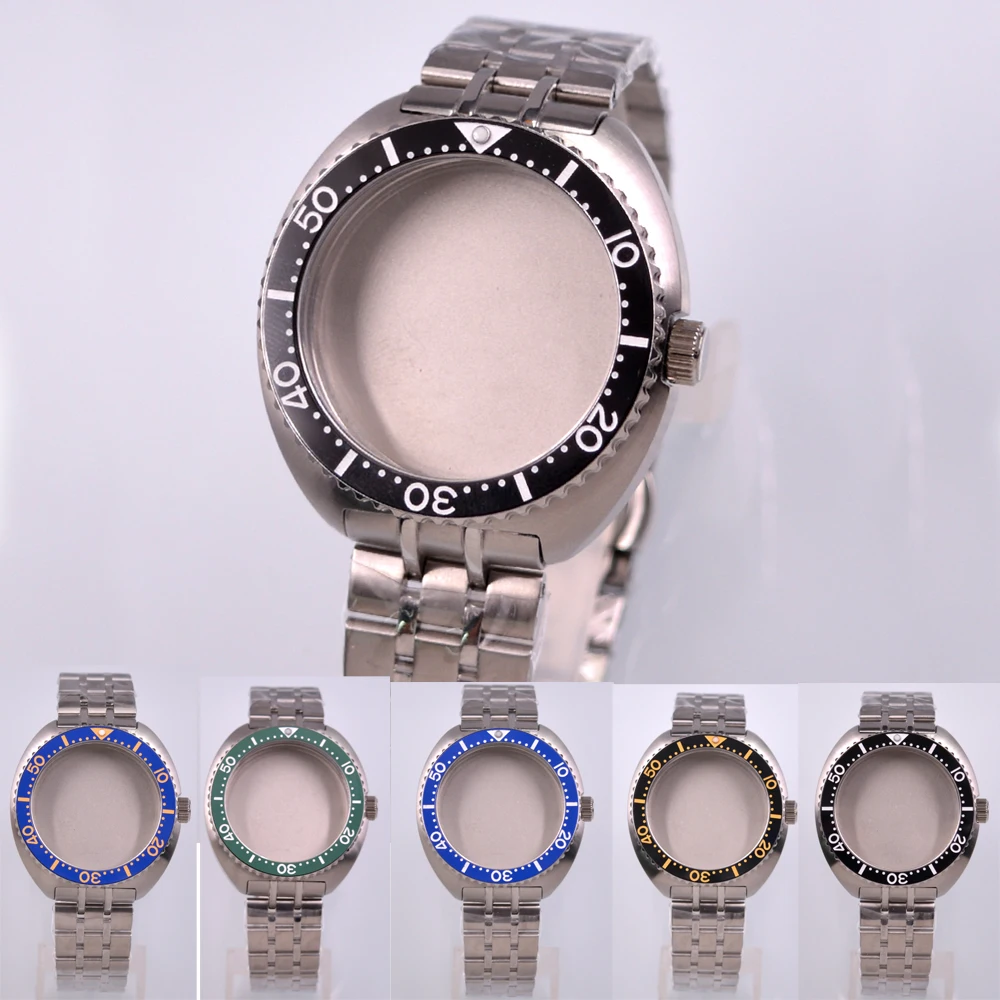 44mm Sapphire Glass Watch Case Fits NH35 NH35A NH36 NH36A Movement Solid steel watch Case