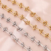 1m 6mm width stainless steel chunky knot chain gold curb 18k hip hop chains bracelet diy necklace roll jewelry making supplies