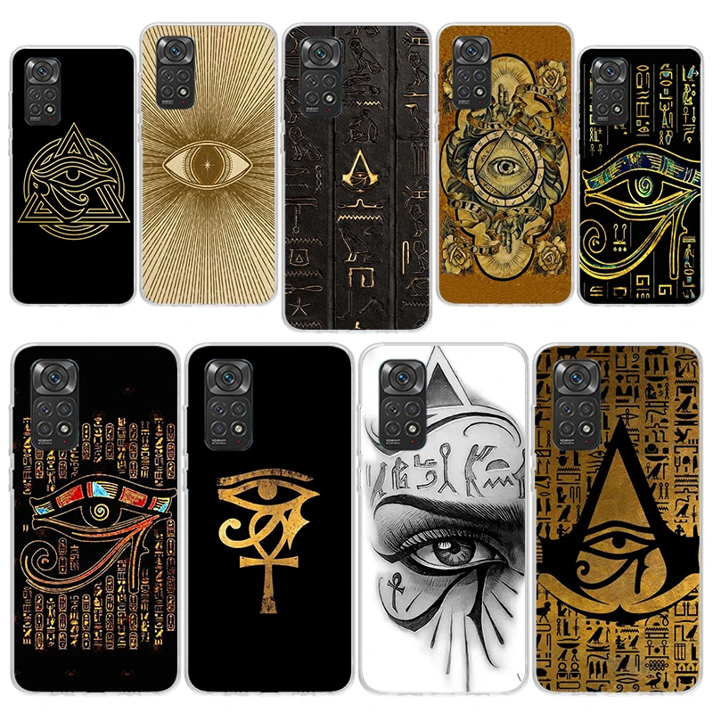 Чехол для телефона Sacred Eye of Horus Egypt Fresco Xiaomi Redmi Note 13 12S 12 11S 14 11E Pro Plus 11 10 10S 9 9S 8 8T 5G Soft Sil