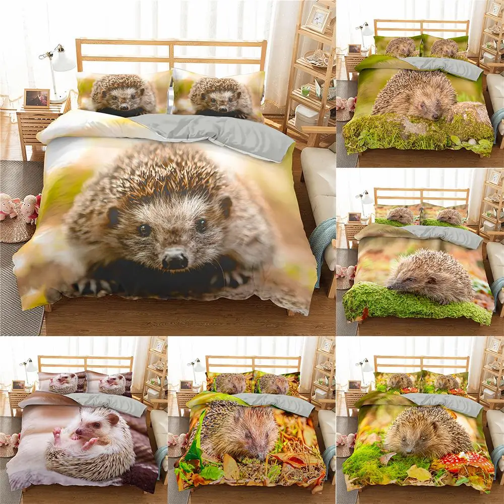 

Hedgehog Printed Duvet Cover Set Twin Full Queen King Bedding Set Comforter Quilt Set Cute Animals Home Textile