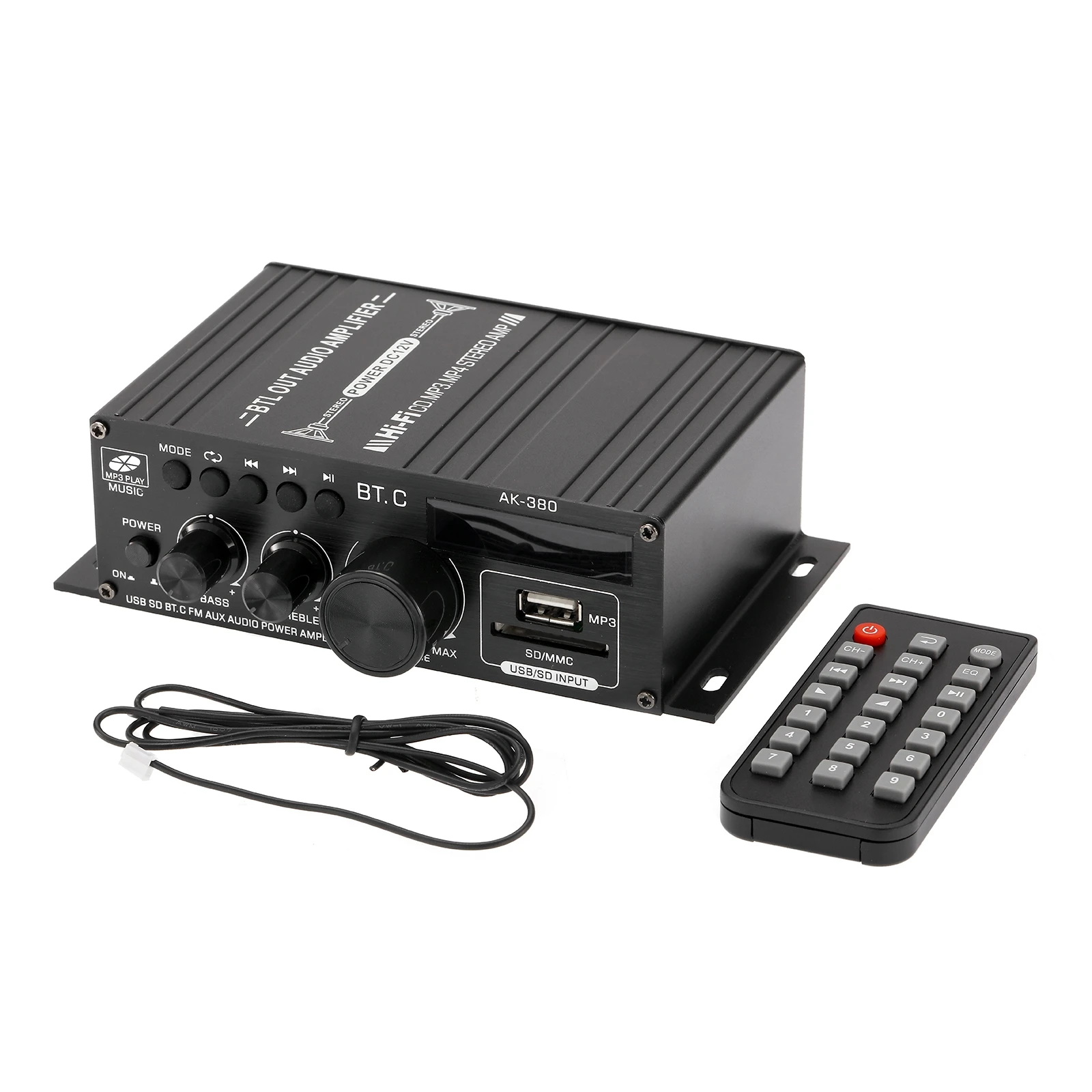 AK380 2-канальный Bluetooth Hi-Fi усилитель с питанием стерео аудио автомобильные динамики усилитель с питанием сабвуфера усилитель (art.: 3920be5de0ca2) - 3920be5de0ca2