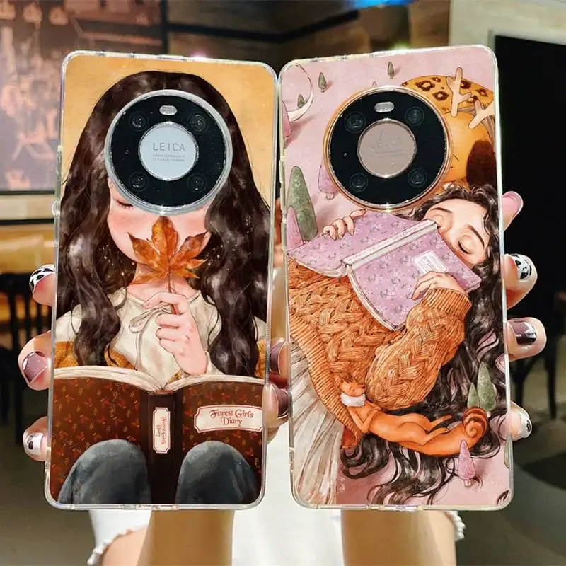 

FHNBLJ Cute Cartoon Girl Forest Girl Phone Case for Samsung S21 A10 for Redmi Note 7 9 for Huawei P30Pro Honor 8X 10i cover