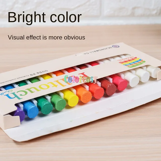 HAGOROMO Fulltouch Color Chalk 1 Box [12 Pcs/White] Marks Smoothly,  Creating Clear and Distinct Lines
