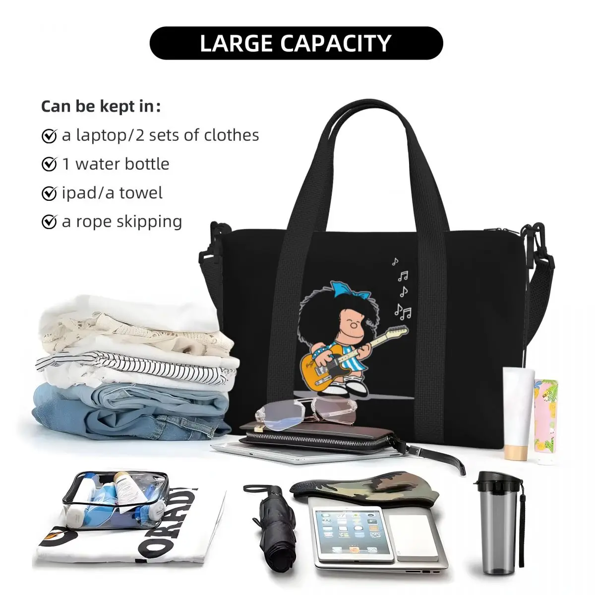 Большая большая сумка-тоут Mafalda Quino Comics женская классическая сумка-шоппер с