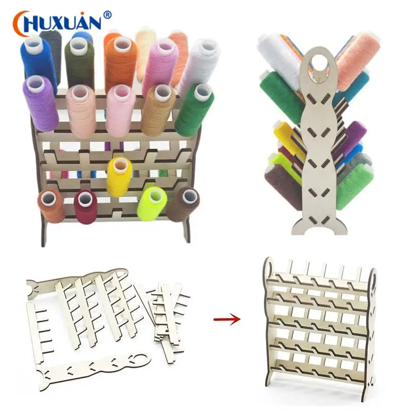 

Detachable Wooden Thread Holder 50 Spools Sewing Embroidery Thread Rack Organizer Wall Hanging Cones Stand Shelf Tool