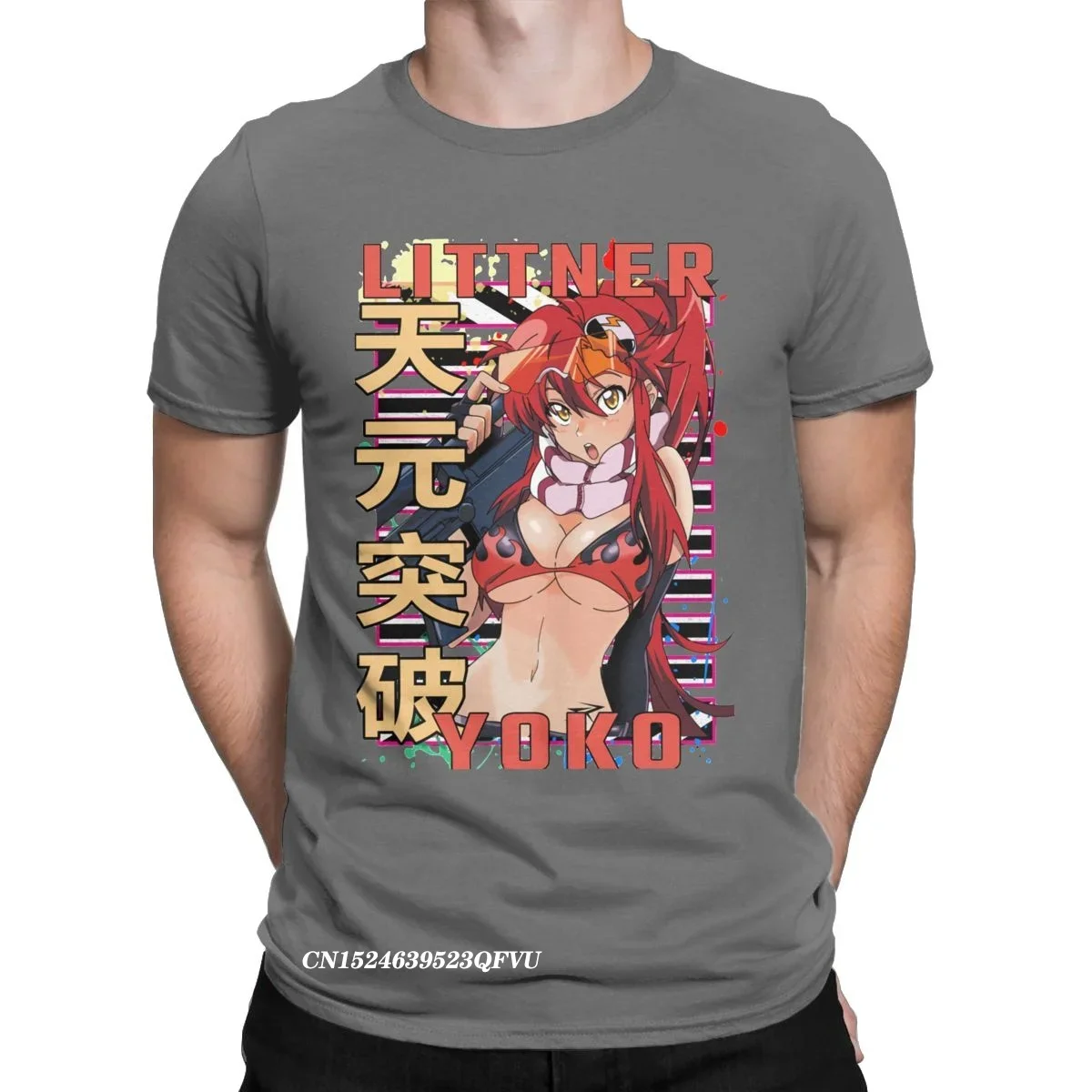 Мужчины Yoko Littner Gurren Lagann Аниме Забавные хлопковые топы премиум-класса Harajukkuu T s