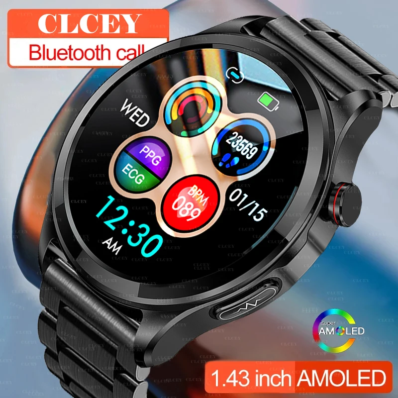 

2023 New Blood Gluer Monitor Health Bluetooth call 360*360 Smart watch Men ECG+PPG Blood Pressure Measurement Motion SmartWatch