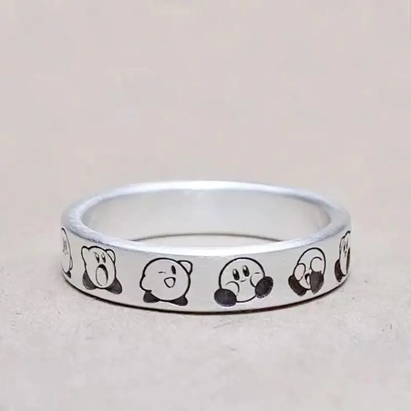 

Кольцо Kawaii Kirby из аниме хобби регулируемое из стерлингового серебра 2023 Новое Стильное кольцо для пары ювелирные изделия подарок на день рождения