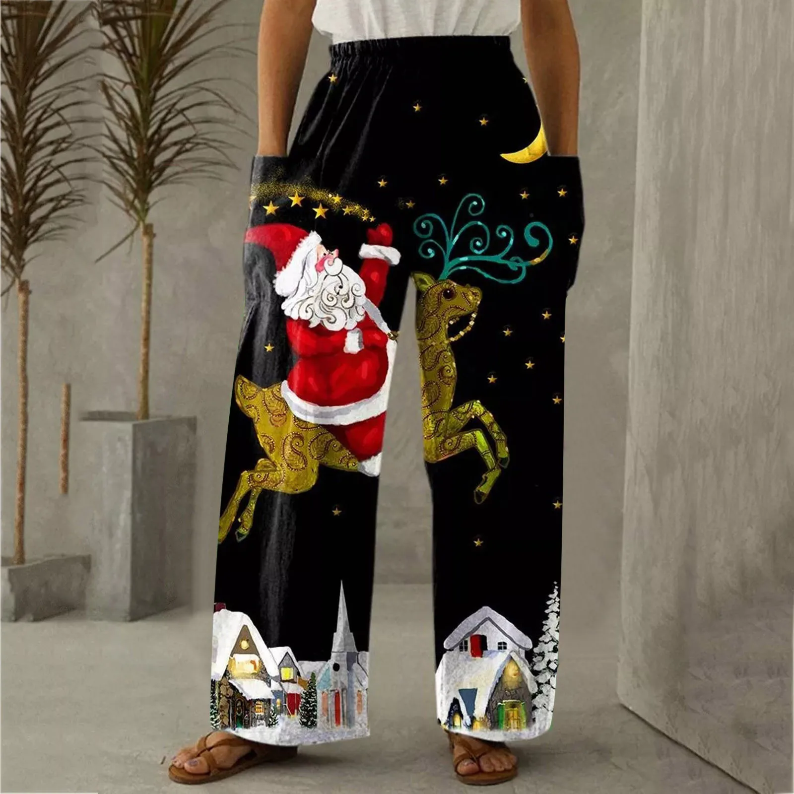 

Green Pants for Women Work Casual Pockets Leg Printed Green Pants for Women Work Casual Casual Pants for Women 3x