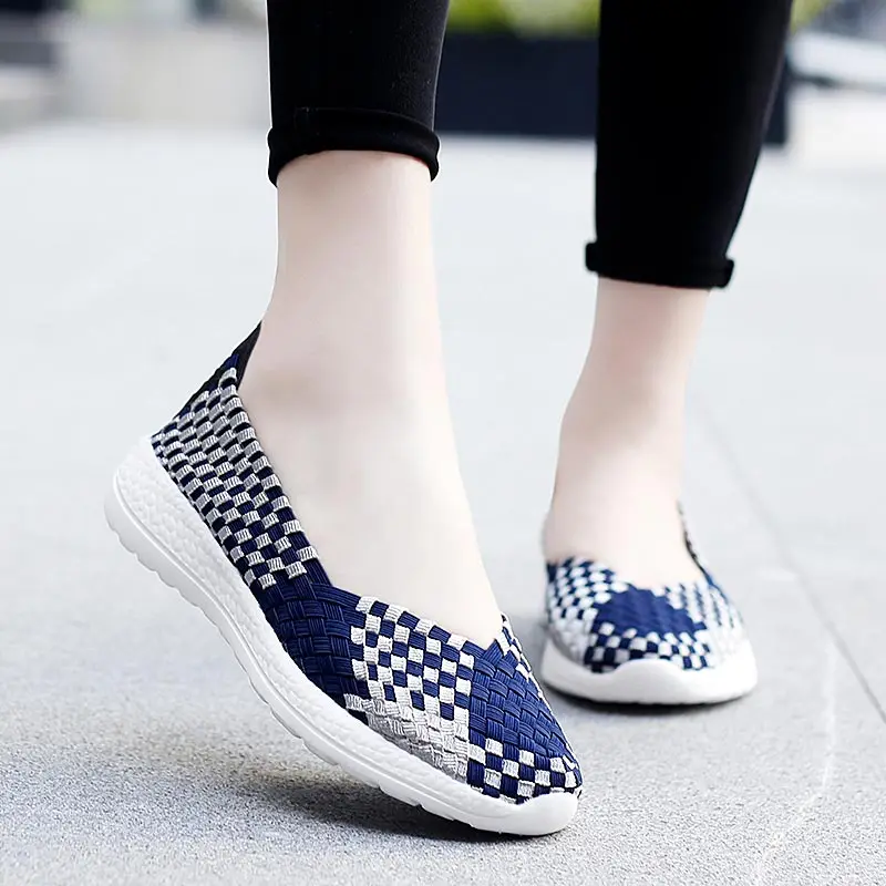 

Big Size Woven Low Sneakers Girl Basket Sport Learning Running Shoes Women's Sports Shoes Brands Gray Blue Loafers Walk GME-2513
