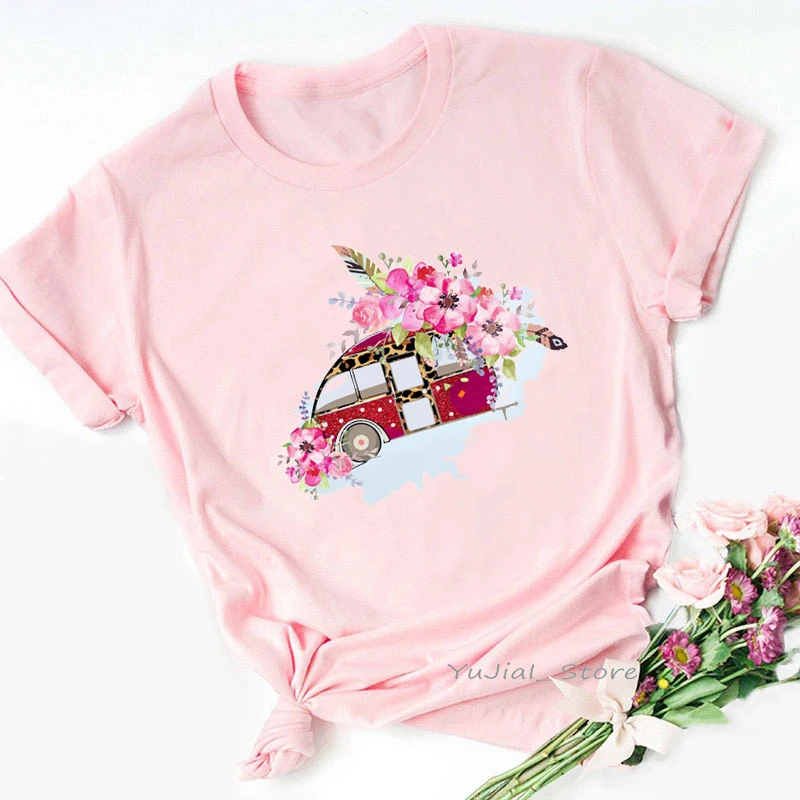 Футболка женская с цветочным принтом милая рубашка в стиле Харадзюку модная