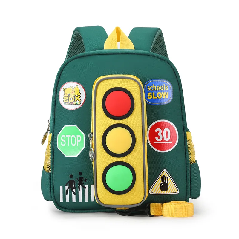 Anti-lost Children's Schoolbag Cartoon Traffic Light Kindergarten Children Backpack 2-4 Years Old Boys and Girls Backpacks