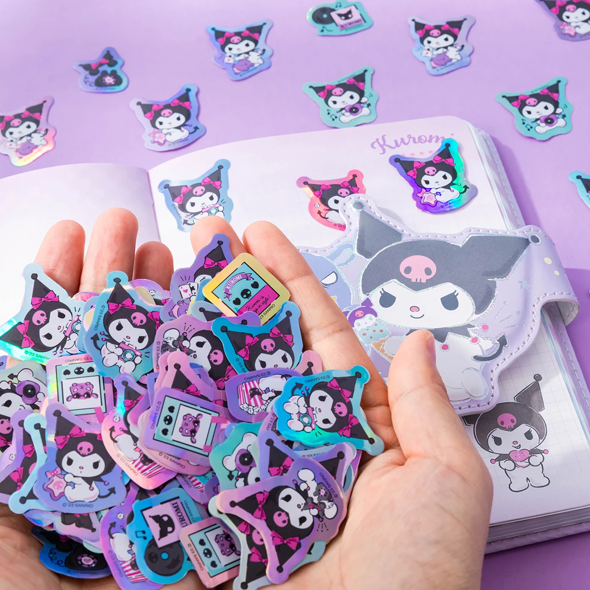 Фото Милая маленькая бумажная наклейка Kuromi, украшение «сделай сам», ярлык, наклейка, милые канцелярские принадлежности для девочек, дневник №5