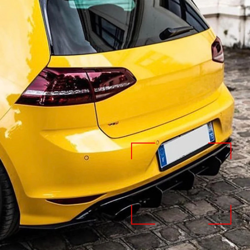 

For Volkswagen Golf 7R 7.5R MK7R MK7.5R 2013-2020 Black Car Rear Bumper Diffuser Splitter Spoiler Protector Lip Body Kits