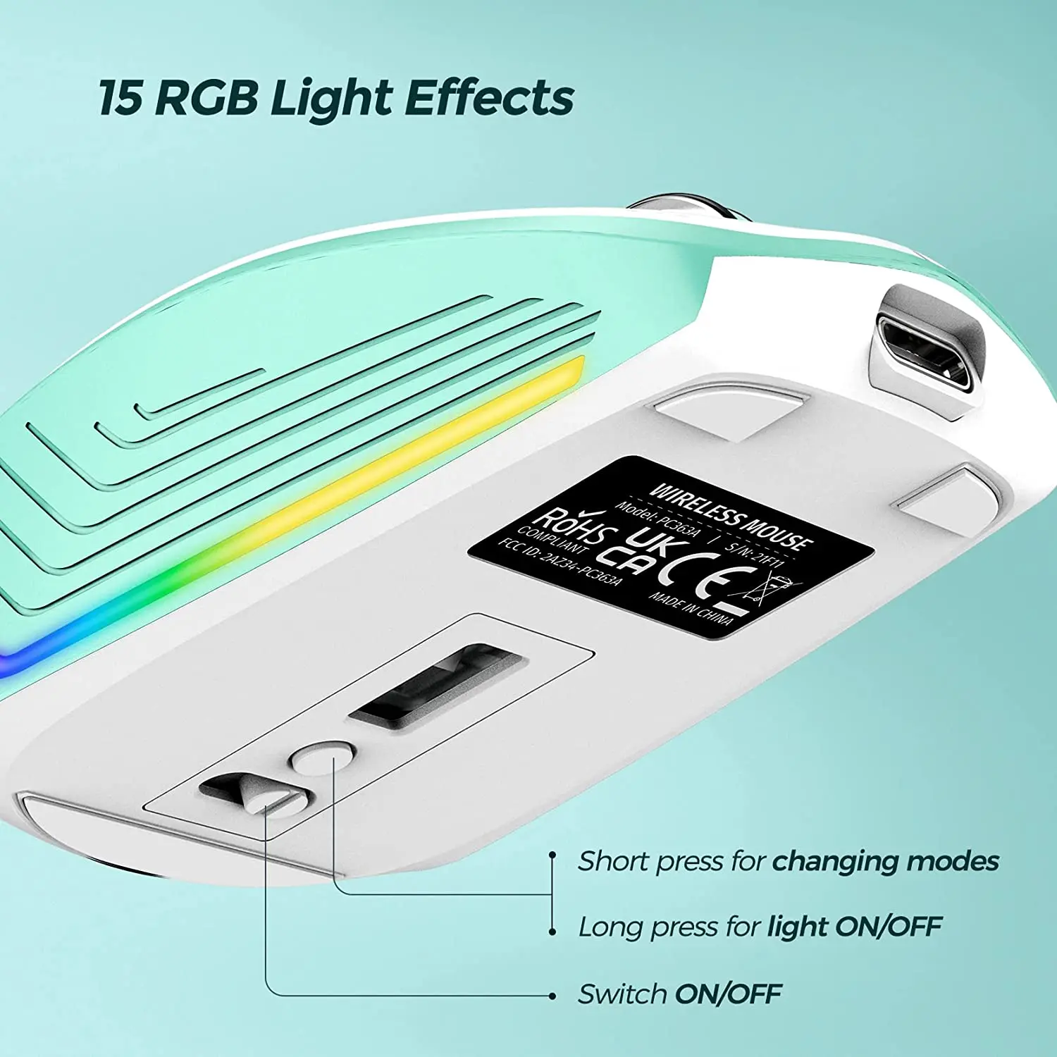 PC363 беспроводная мышь Pictek перезаряжаемая 2 4G USB Бесшумная эргономичная