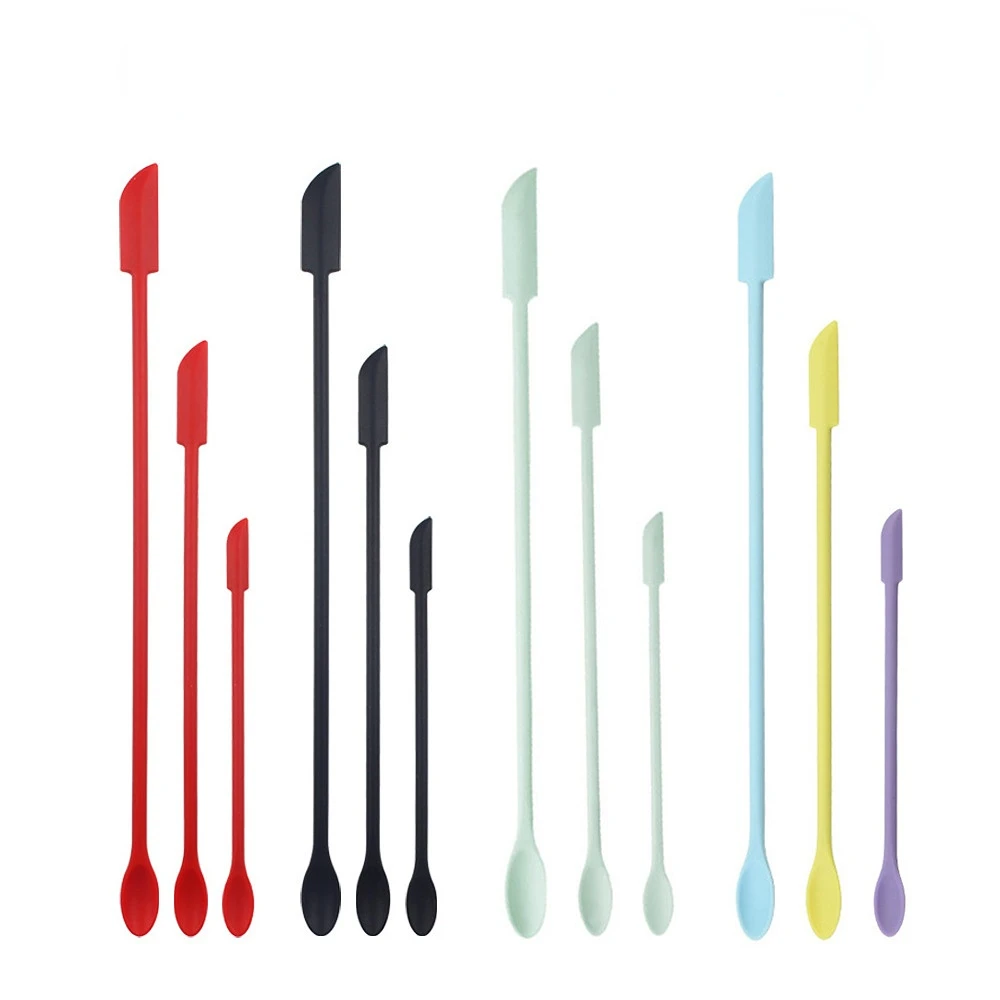3pcs/1pc Mini Long Handle Silicone Spatula Dual-Ended Scraper Spoon Kitchen Accessories for Jam Seasoning