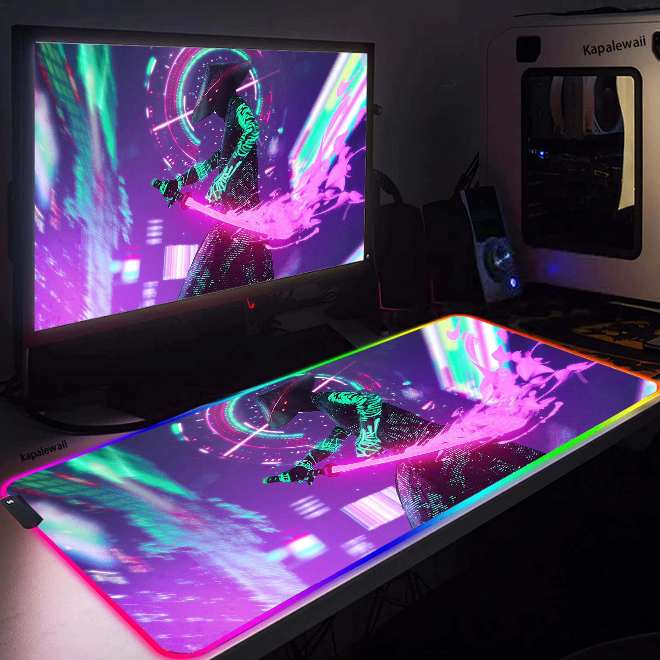 

Large RGB Mouse Pad Xxl Gaming Mousepad PC Desk Pad Ma LED Mausepad Gamer Demon Slayer Mouse Carpet Big Mouse Mat t With Backlit