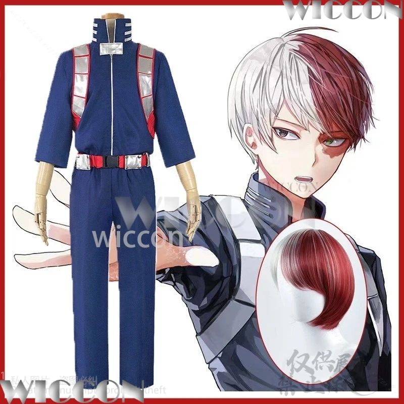Горячее аниме Todoroki Shoto косплей My Herooo костюм Академии боевая форма топ брюки пояс
