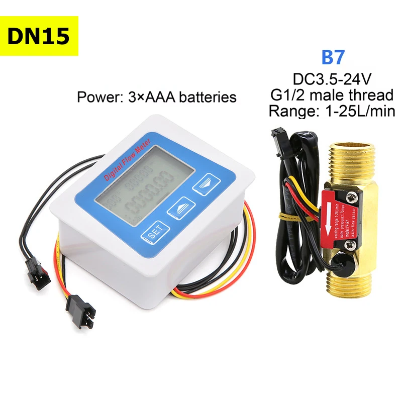 

Умный цифровой расходомер воды, набор ЖК-мониторов расхода, линейный электронный датчик расхода с дисплеем температуры G1 G1/2 G3/4