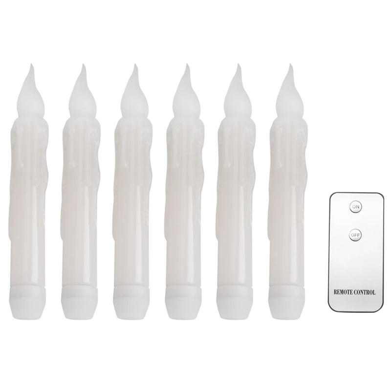 

HOT SALE LED Flameless Taper Candles, 6Pcs Flickering Battery Operated Taper Candlesticks With Remote Control, 6.7Inch Warm Whit