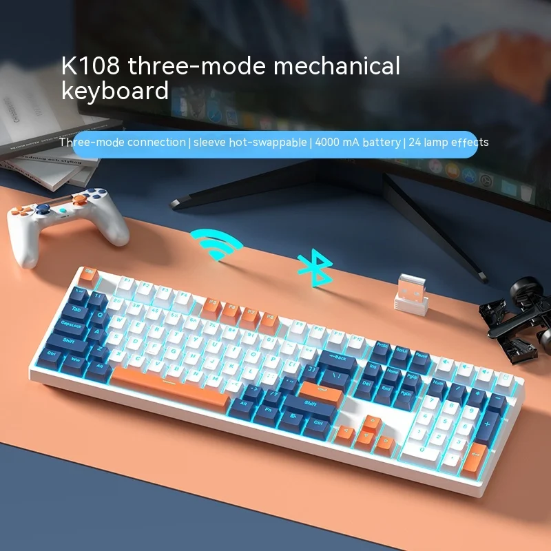 Клавиатура Fenglingdu K108 механическая проводная 3 режима Bluetooth 2 4 ГГц