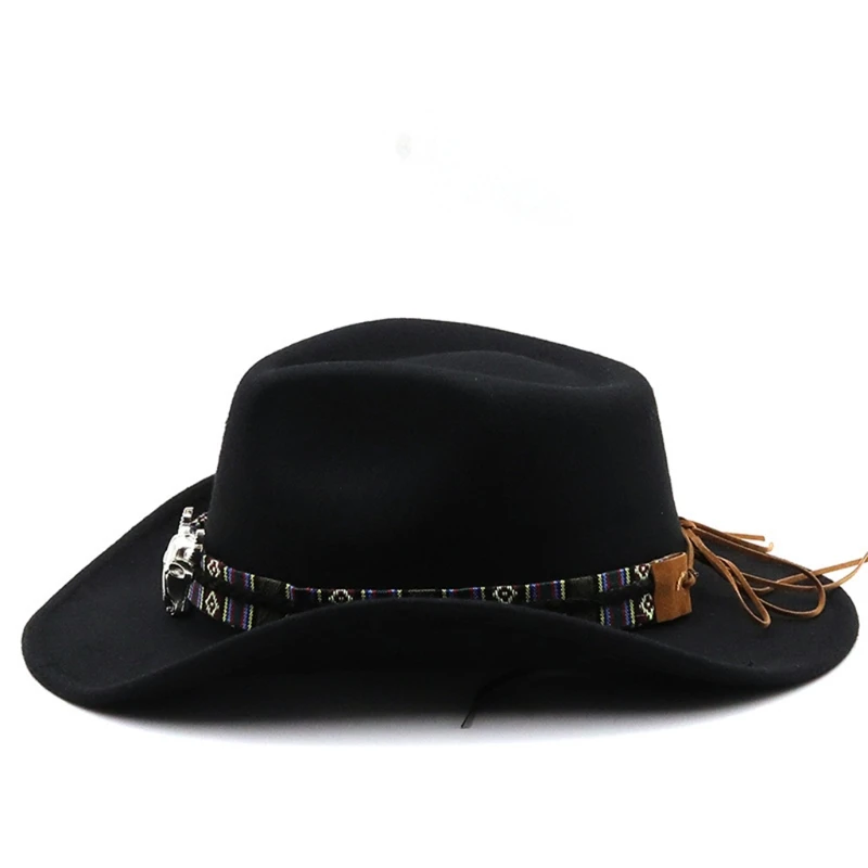 

Ретро шляпа с большими полями, кашемировая корова для головы, ковбойская шляпа в западном стиле, Женская Повседневная хипстерская шляпа для...
