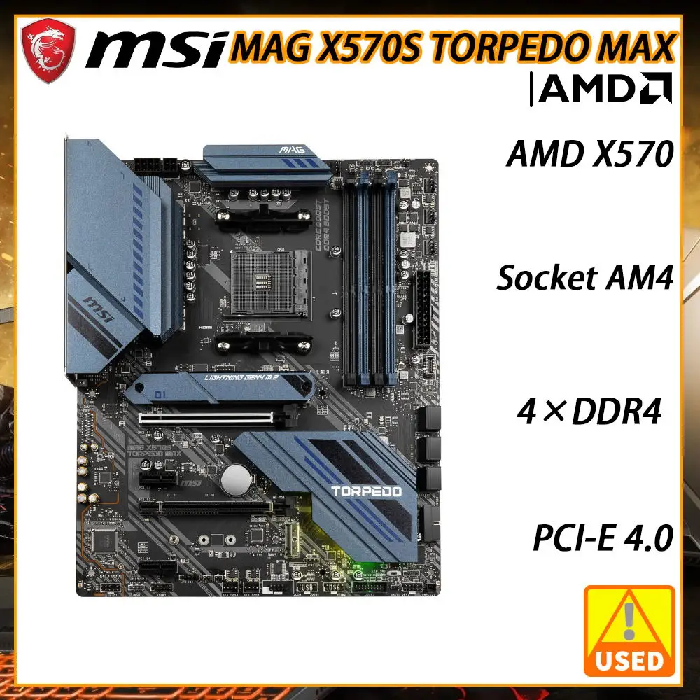 

Материнская плата X570 AM4 MSI MAG X570S TORPEDO MAX DDR4 128 ГБ PCI-E 4,0 M.2 SATA III USB3.2 ATX