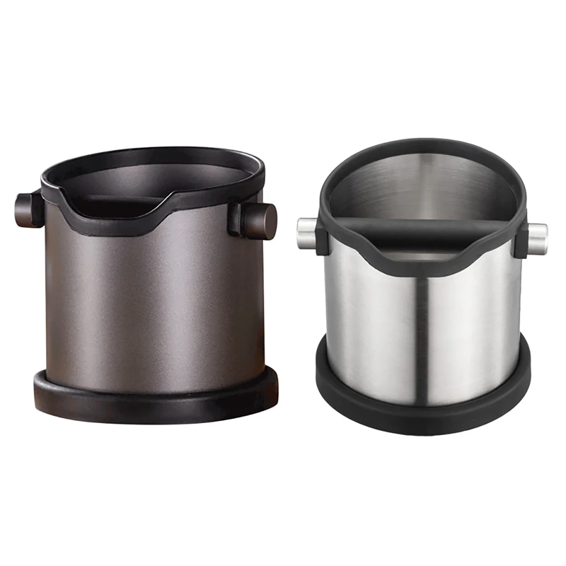 

Espresso Grind Container Stainless Steel Coffee Knock Box Anti Slip Coffee Grind Dump Bin Waste Detachable Knock