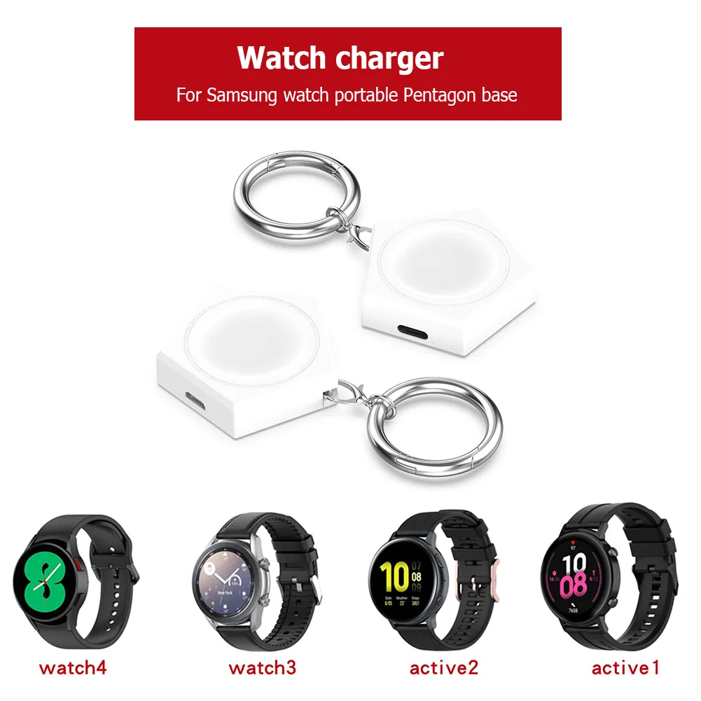 

Портативная зарядная док-станция для Samsung Galaxy Watch 3 4 5 Active 1 2 USB C/Micro, двойной интерфейс, беспроводной мини-адаптер для зарядки