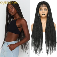 synthetic box braided lace front wigs 30 inch long box braid lace womens wig with baby hair ombre brown 4x4 lace wig female