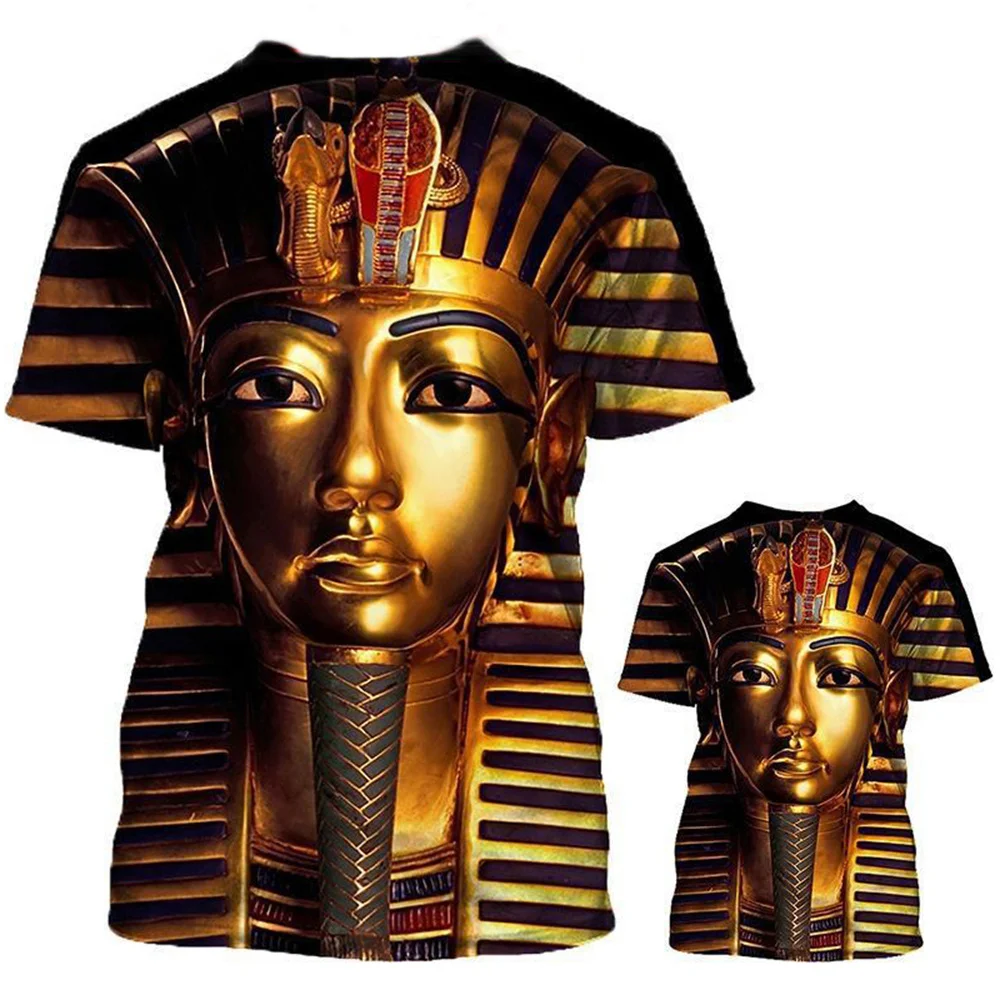 Summer 3D Retro Pharaoh Pattern Ancient Times Style T Shirt For Men Fashion Comfortable Material Crew Neck Short Sleeve Clothing