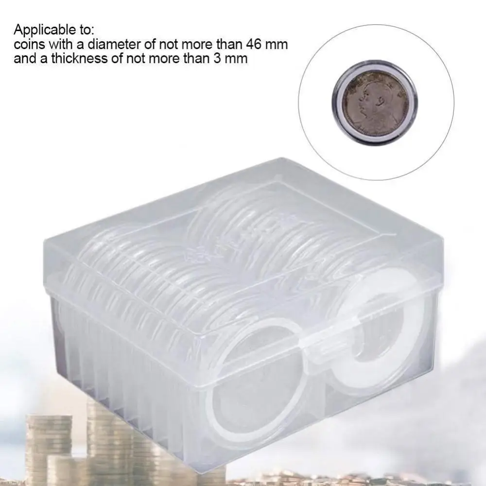 

20Pcs Coin Capsules Holder Transparent Plastic Coin Storage Box Round Souvenir Coins Organizer with Pad Collection Supplies