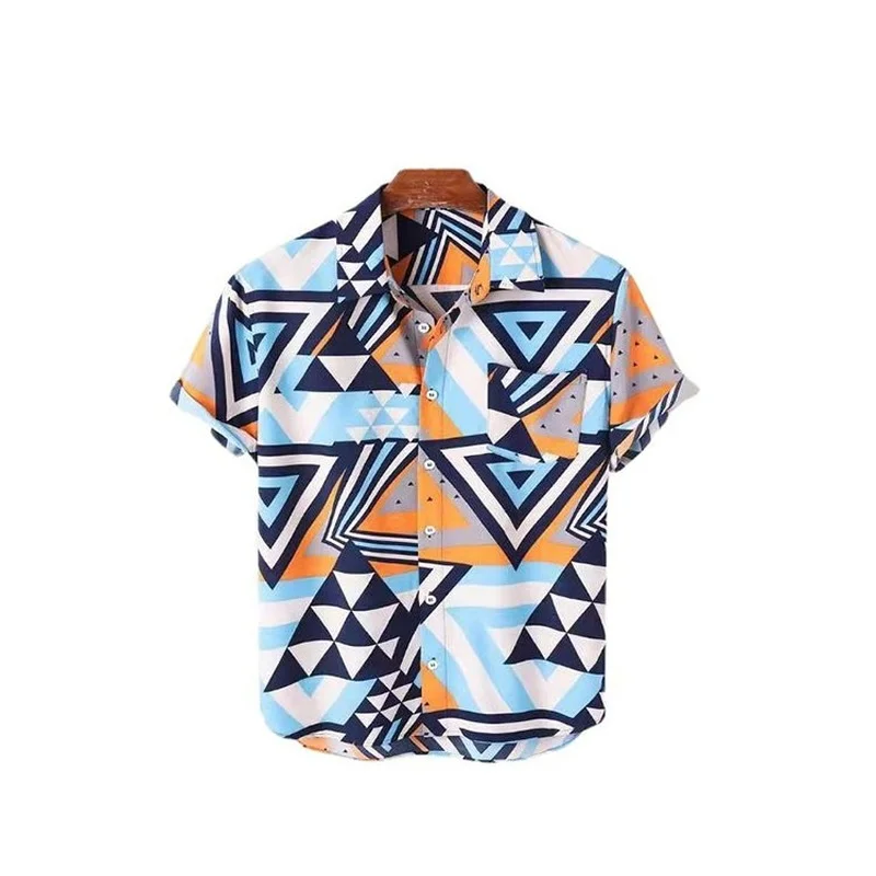 

Camisas Para Hombre 2022 летняя новая мужская одежда Европа Америка Модная рубашка с алмазным принтом отворот большой размер Топ