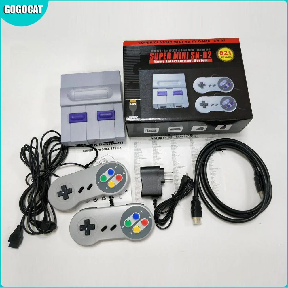 

8Bit Mini HD TV Retro Family Video Game Console Handheld Built-in 821 Classic for SNES Games Dual Gamepad Player PAL&NTSC