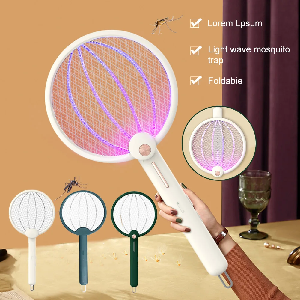 

2-In-1 Foldable Mosquito Racket Electric Mosquito Killer Lamp Usb Rechargeable Mosquito Swatter Bug Zapper for Indoor Outdoor